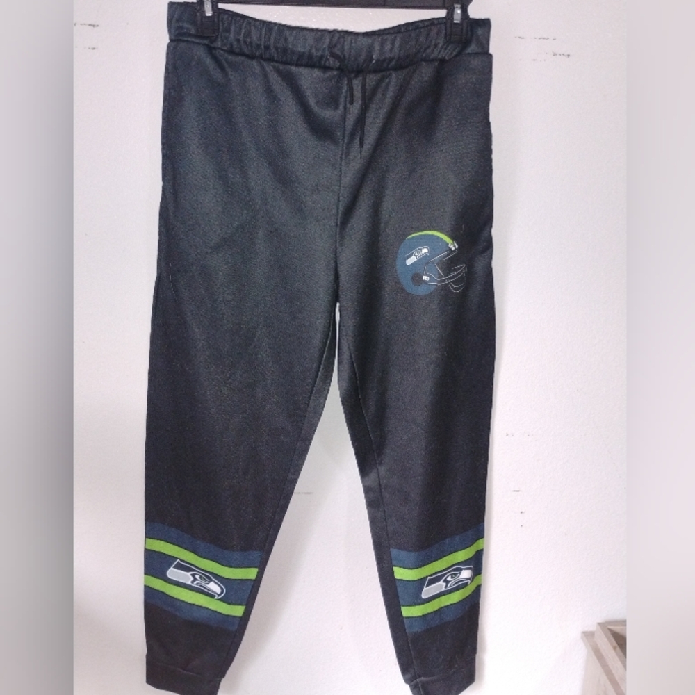 Mens Black Athletic Joggers Seattle Seahawks Colors And Logo